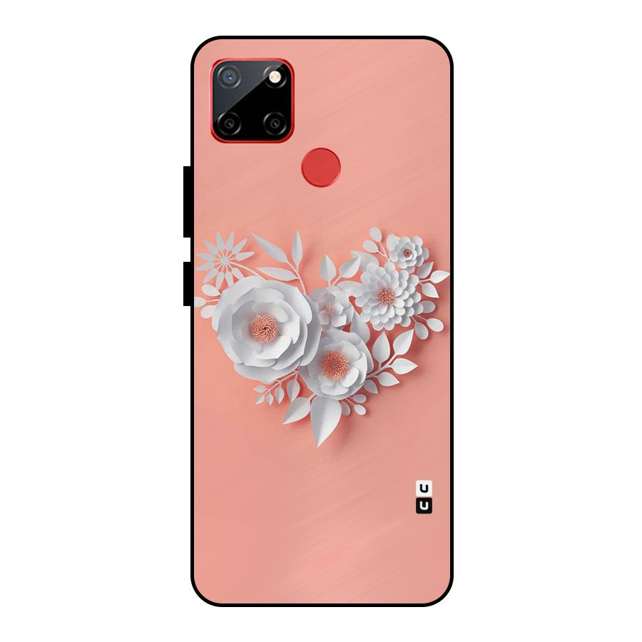 White Paper Flower Metal Back Case for Realme C12