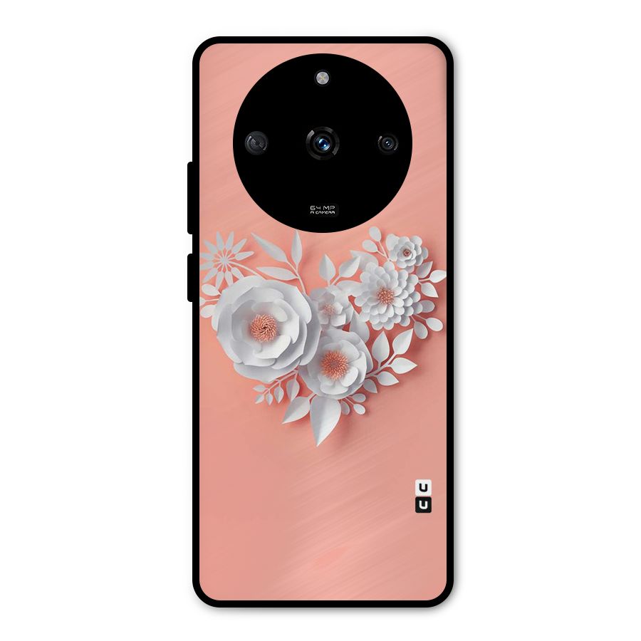 White Paper Flower Metal Back Case for Realme Narzo 60 5G