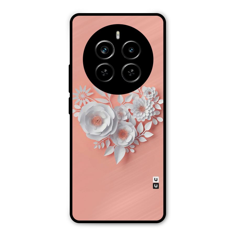 White Paper Flower Metal Back Case for Realme P1 Pro