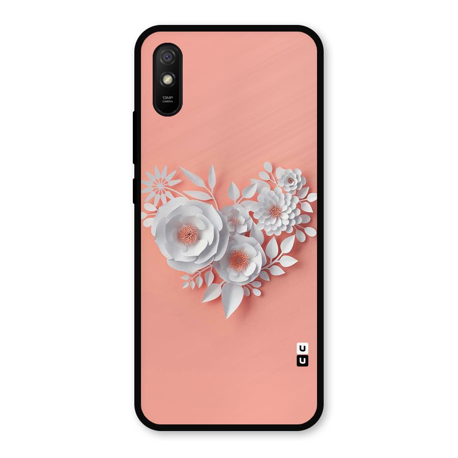 White Paper Flower Metal Back Case for Redmi 9i
