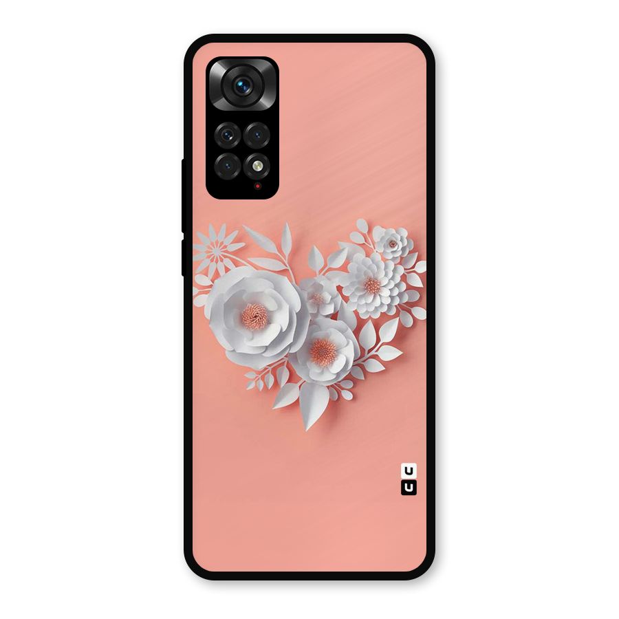 White Paper Flower Metal Back Case for Redmi Note 11s