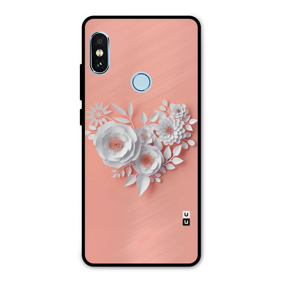 White Paper Flower Metal Back Case for Redmi Note 5 Pro