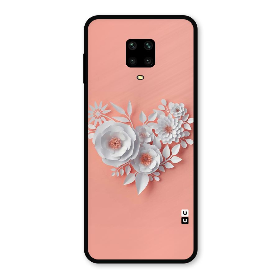 White Paper Flower Metal Back Case for Redmi Note 9 Pro