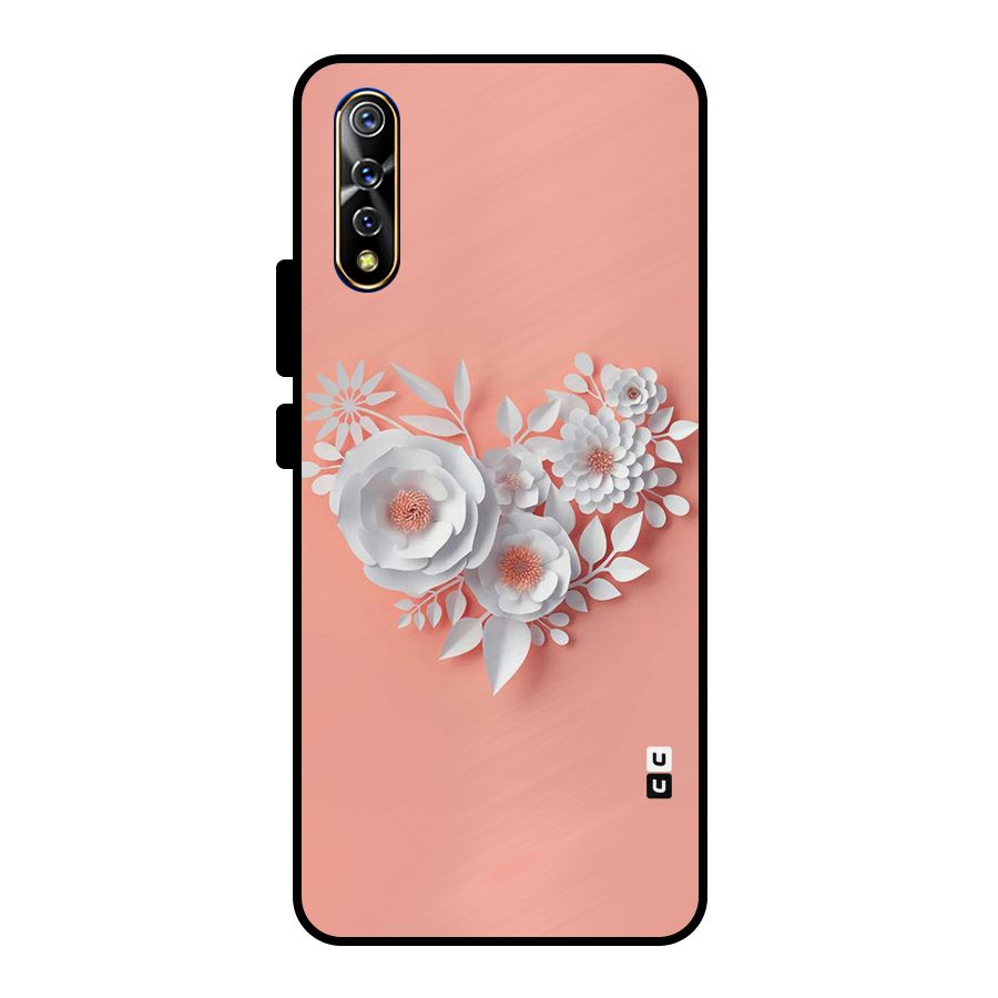 White Paper Flower Metal Back Case for Vivo S1