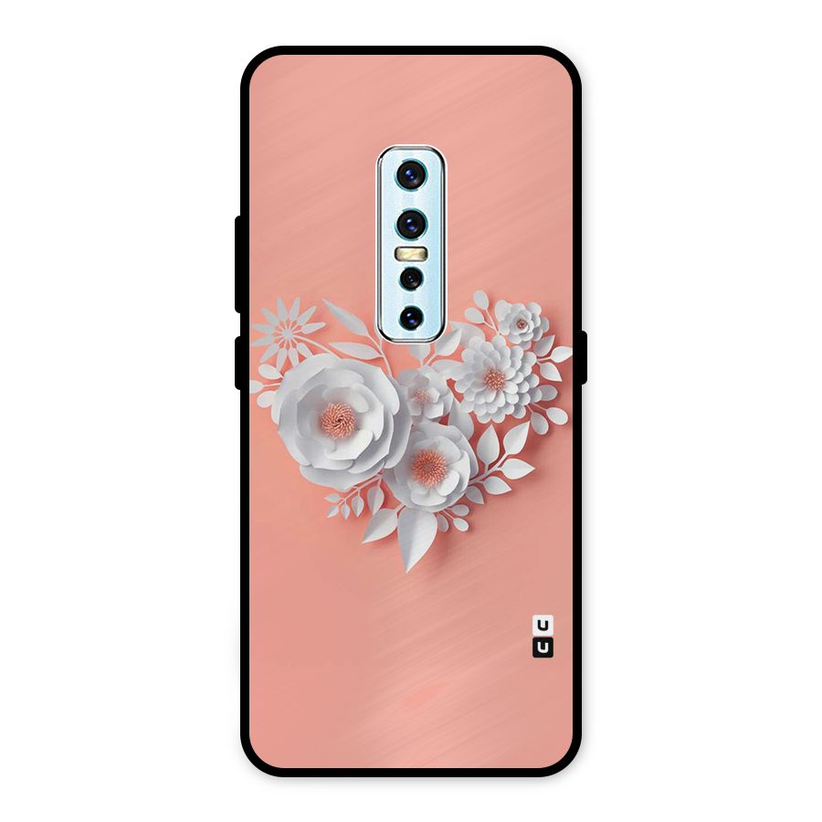 White Paper Flower Metal Back Case for Vivo V17 Pro