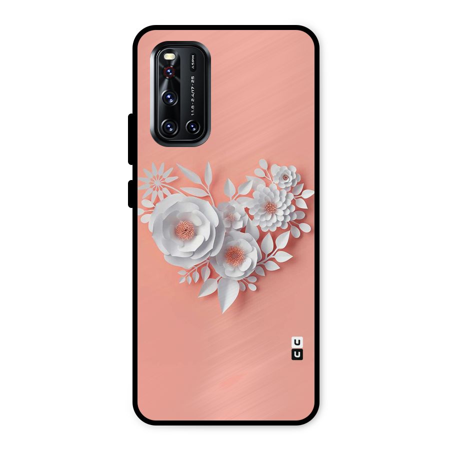 White Paper Flower Metal Back Case for Vivo V19