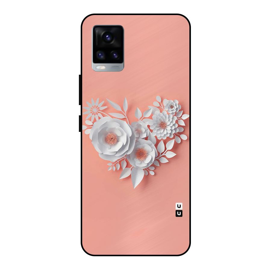 White Paper Flower Metal Back Case for Vivo V20 2021