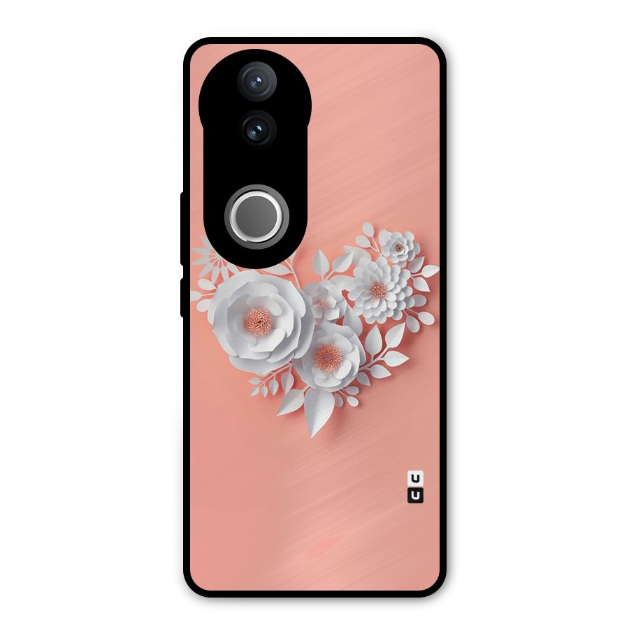 White Paper Flower Metal Back Case for Vivo V50