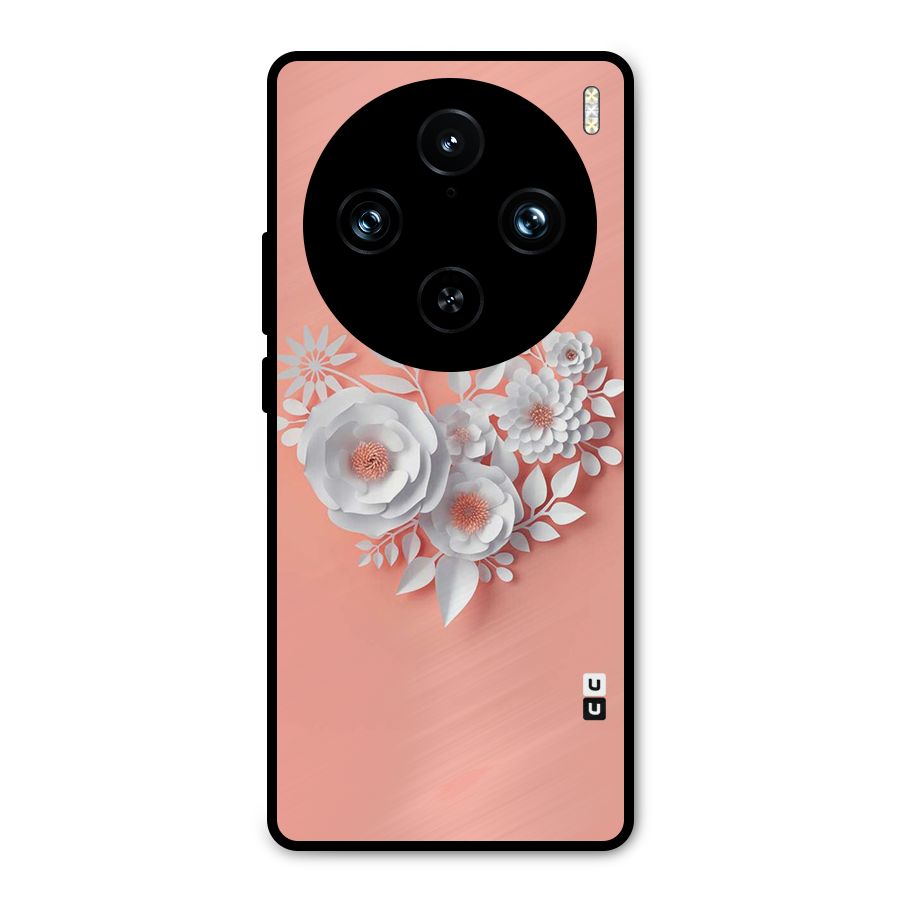 White Paper Flower Metal Back Case for Vivo X100 Pro
