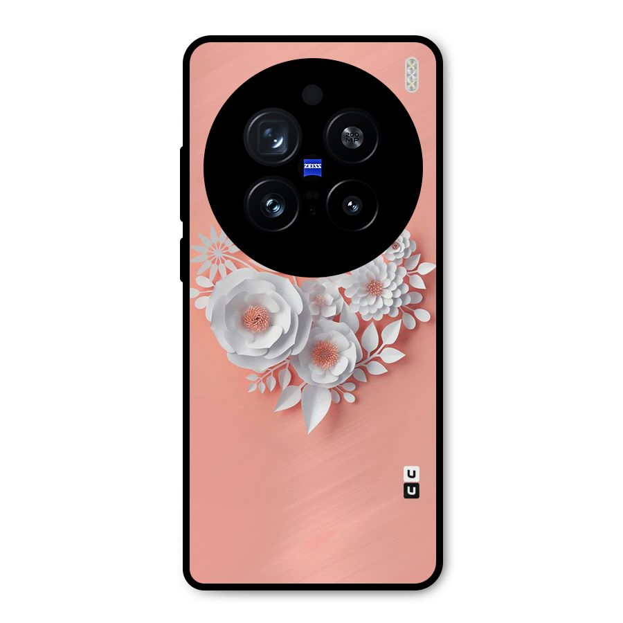 White Paper Flower Metal Back Case for Vivo X200 Pro