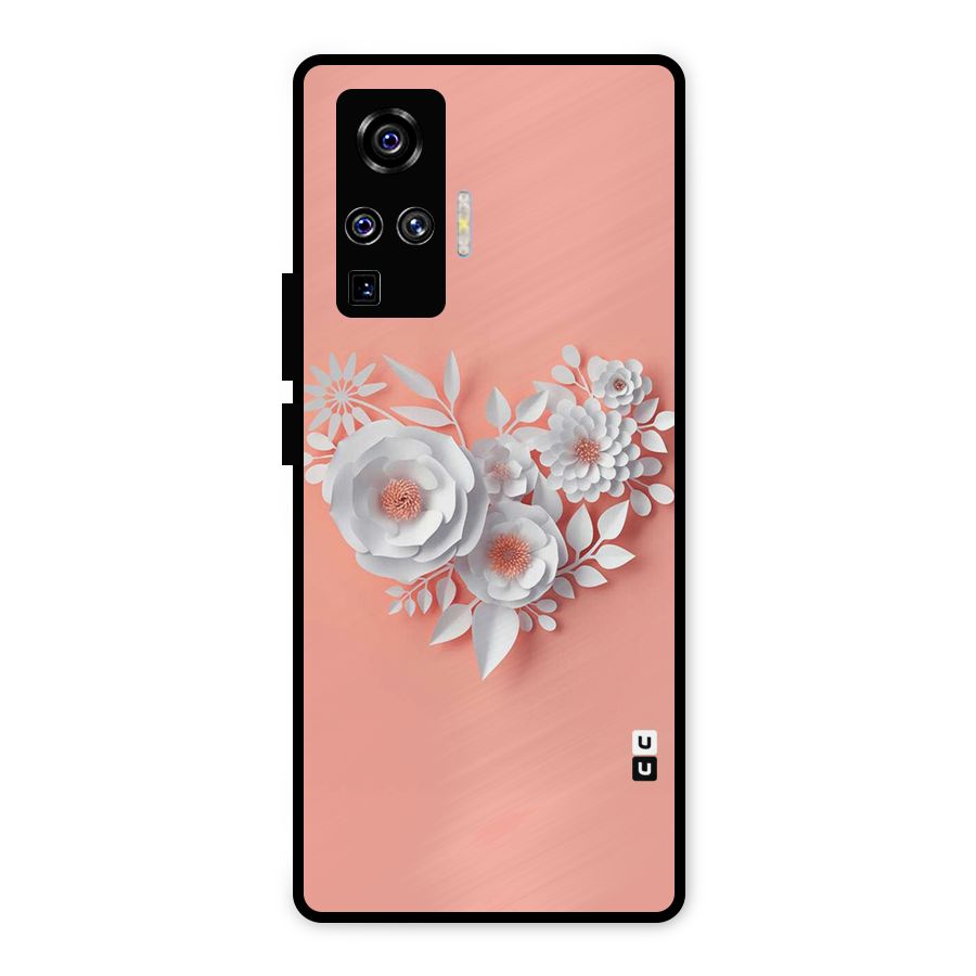 White Paper Flower Metal Back Case for Vivo X50 Pro