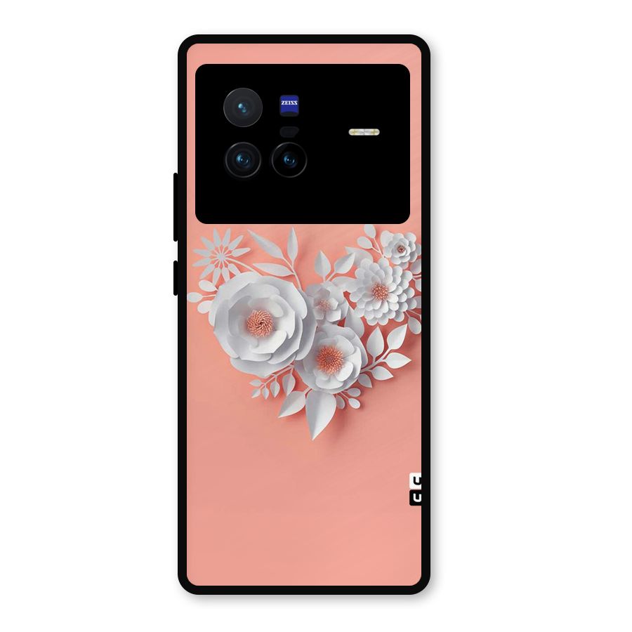 White Paper Flower Metal Back Case for Vivo X80