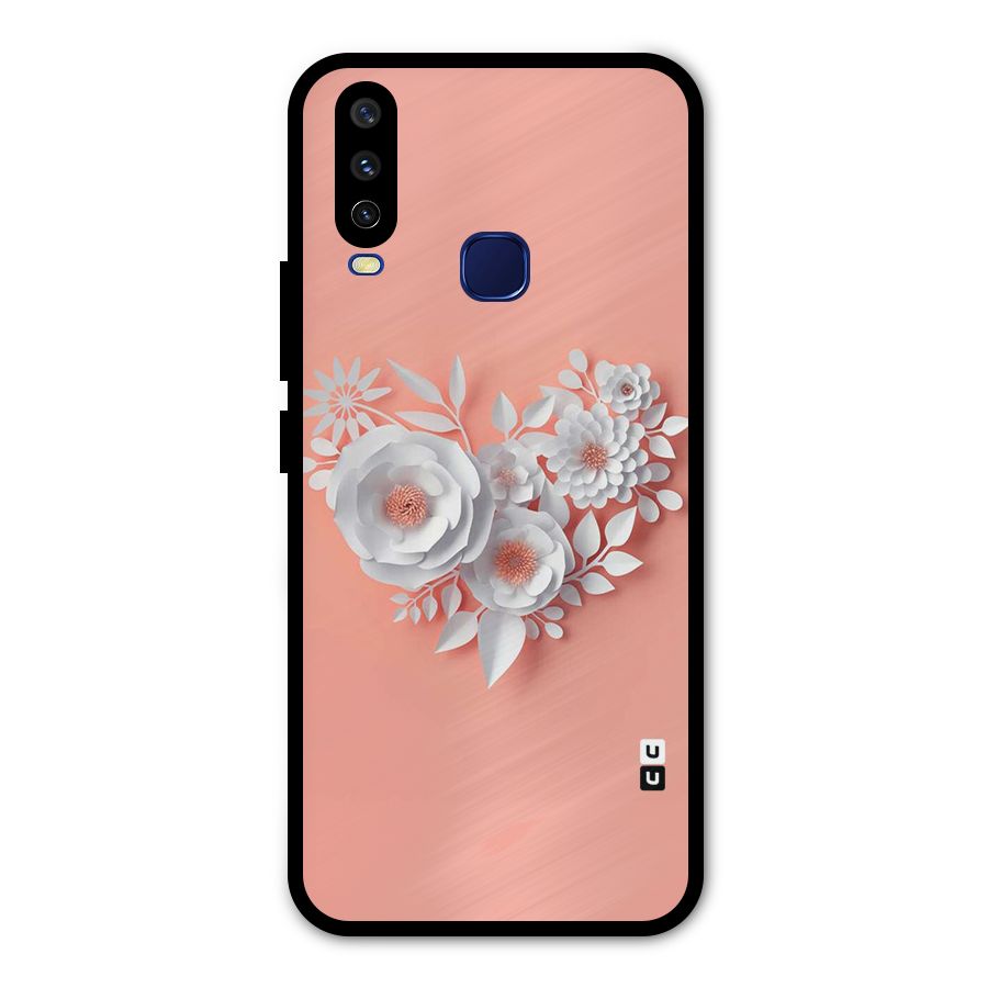 White Paper Flower Metal Back Case for Vivo Y15
