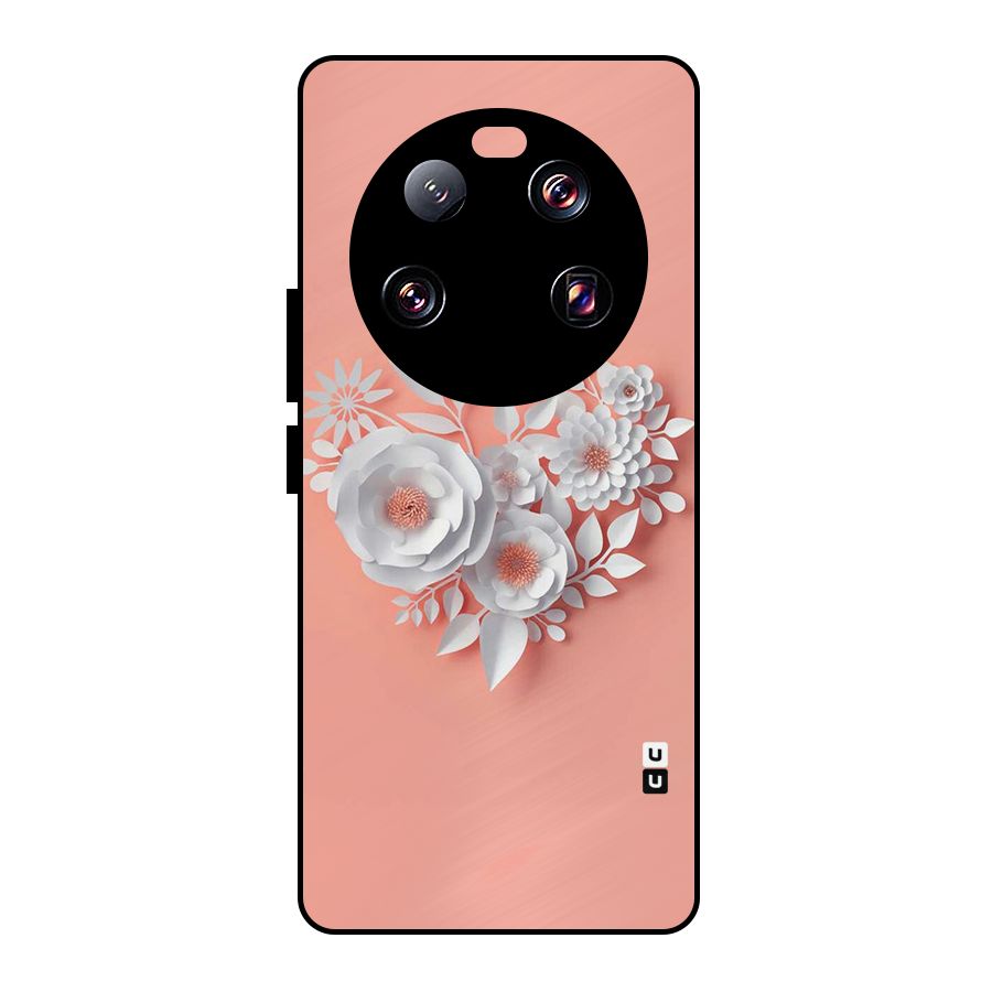 White Paper Flower Metal Back Case for Xiaomi 13 Ultra