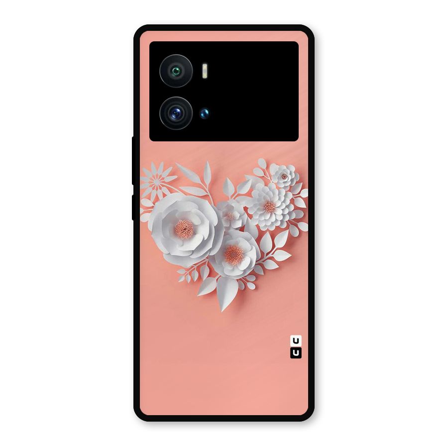 White Paper Flower Metal Back Case for iQOO 9 Pro
