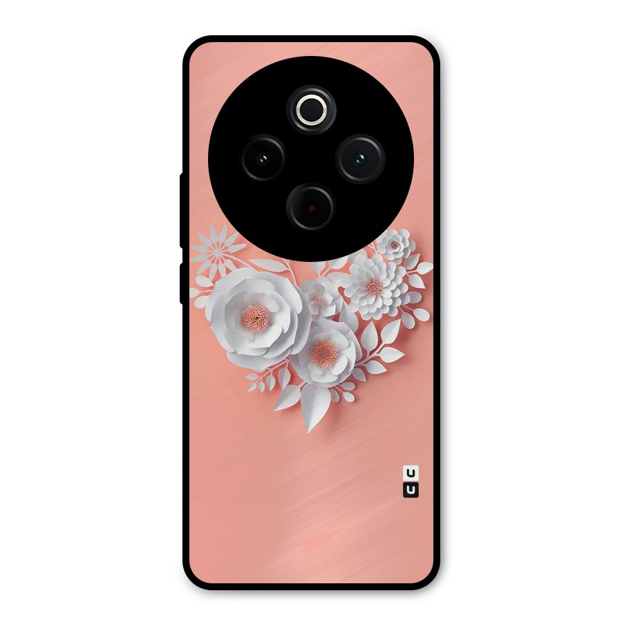 White Paper Flower Metal Back Case for iQOO Z10