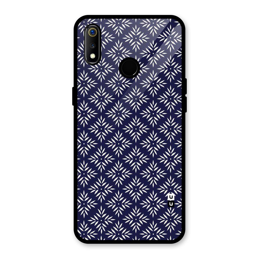 White Petals Pattern Glass Back Case for Realme 3i