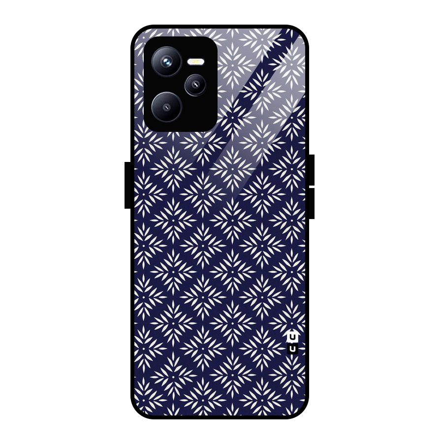 White Petals Pattern Glass Back Case for Realme C35