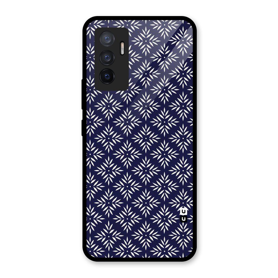 White Petals Pattern Glass Back Case for Vivo V23e