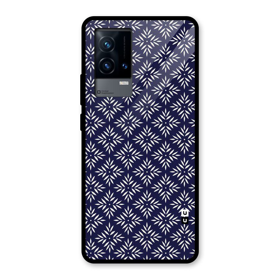 White Petals Pattern Glass Back Case for iQOO 9 5G
