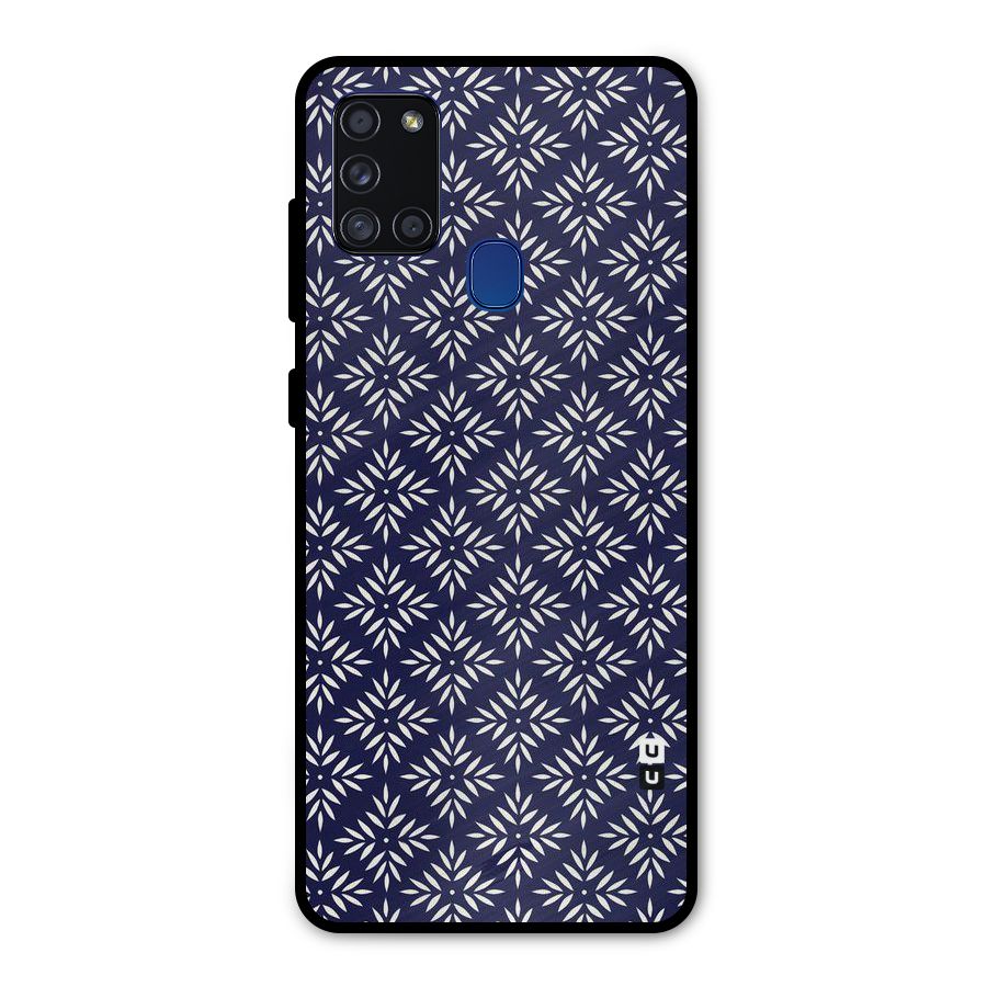 White Petals Pattern Metal Back Case for Galaxy A21s