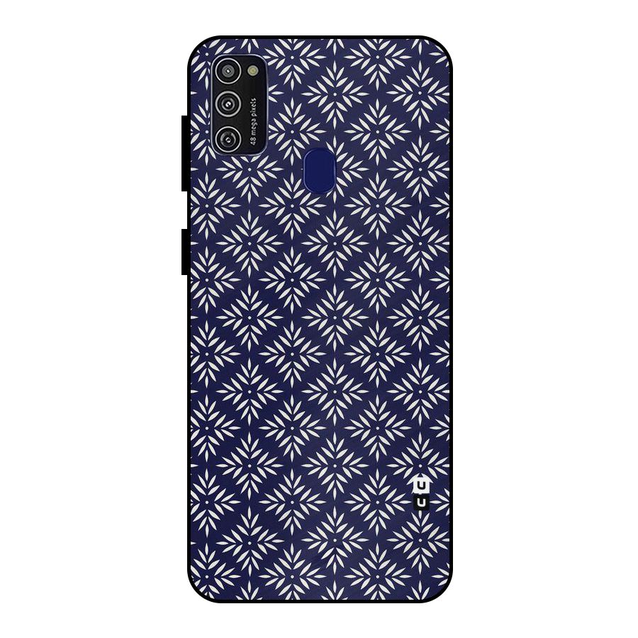 White Petals Pattern Metal Back Case for Galaxy M21