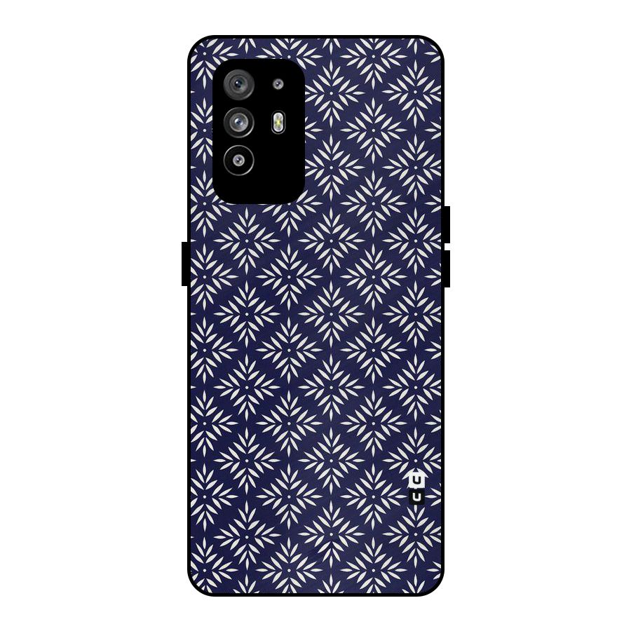 White Petals Pattern Metal Back Case for Oppo F19 Pro Plus 5G