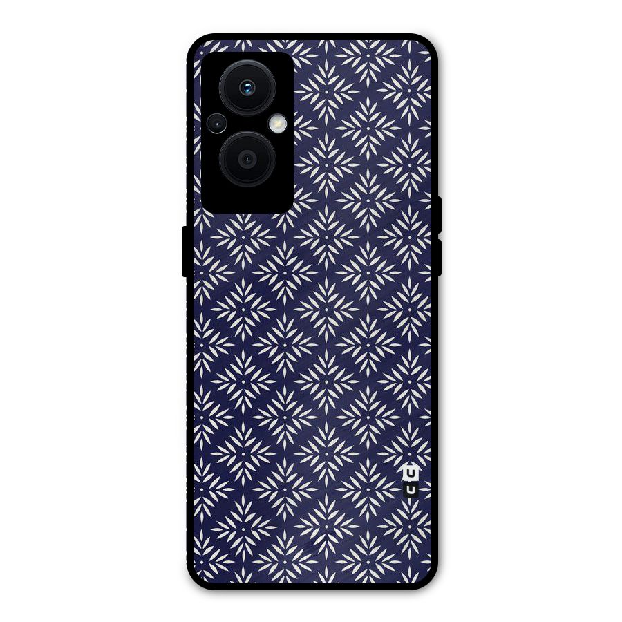 White Petals Pattern Metal Back Case for Oppo F21s Pro 5G