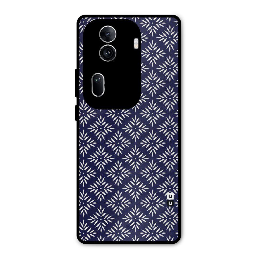 White Petals Pattern Metal Back Case for Oppo Reno11 Pro 5G