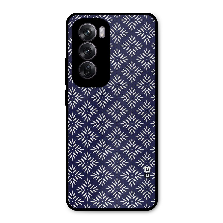 White Petals Pattern Metal Back Case for Oppo Reno12 Pro