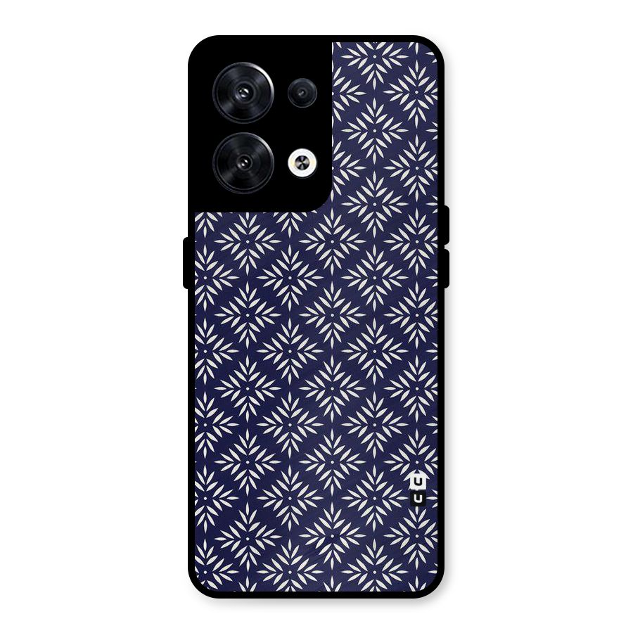 White Petals Pattern Metal Back Case for Oppo Reno8 5G