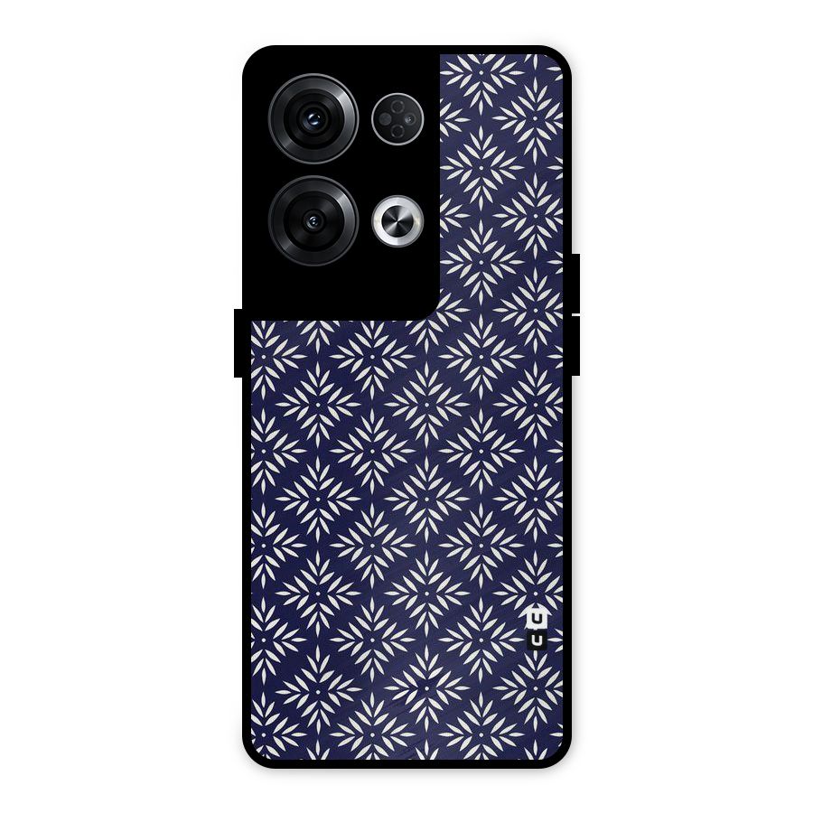 White Petals Pattern Metal Back Case for Oppo Reno8 Pro 5G