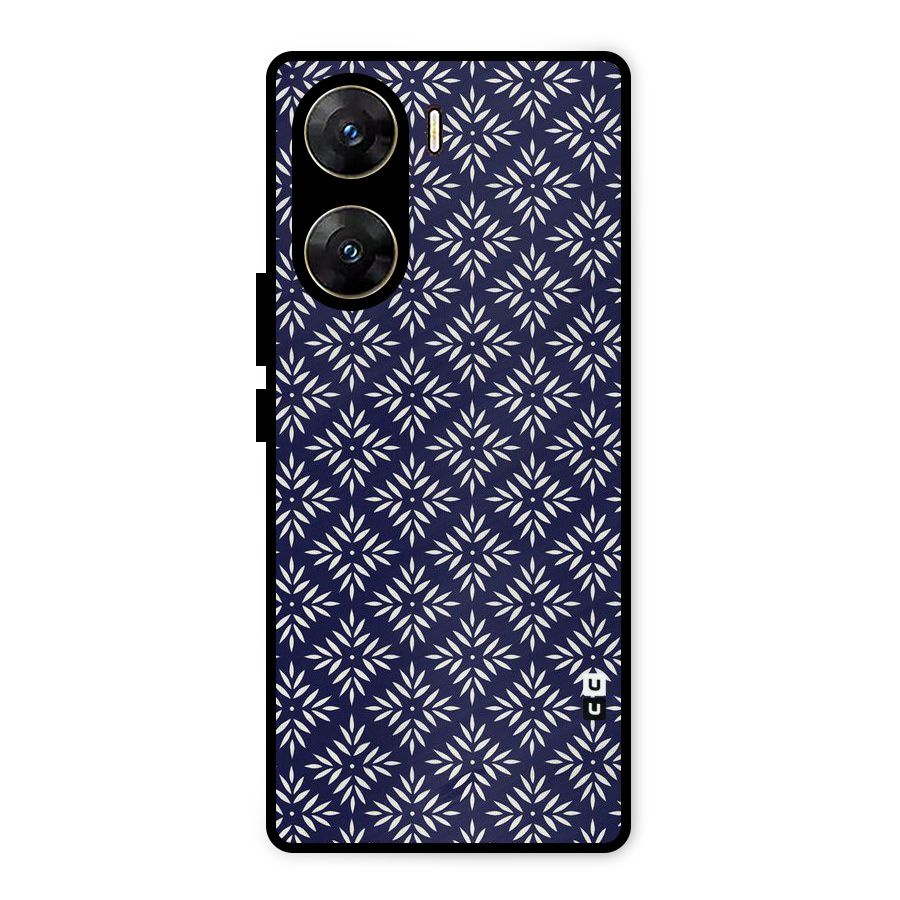 White Petals Pattern Metal Back Case for Vivo V29e