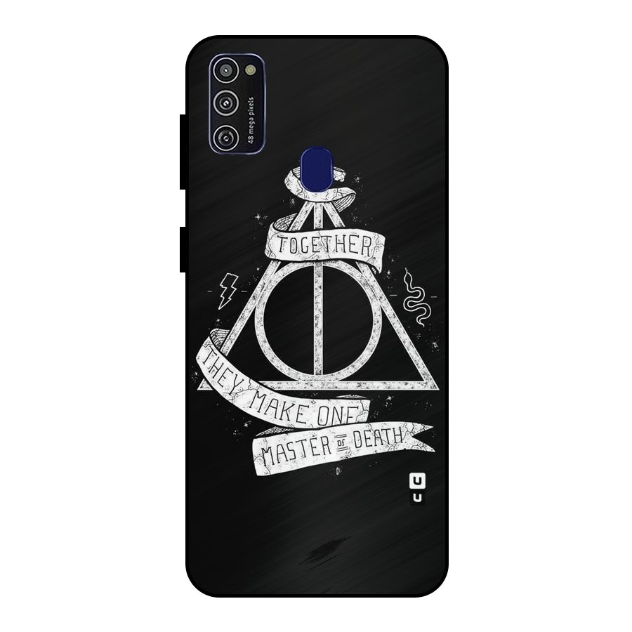 White Ribbon Metal Back Case for Galaxy M21