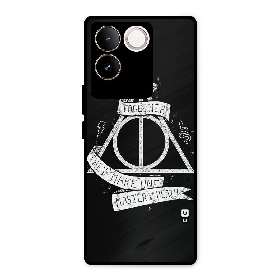 White Ribbon Metal Back Case for Vivo T2 Pro