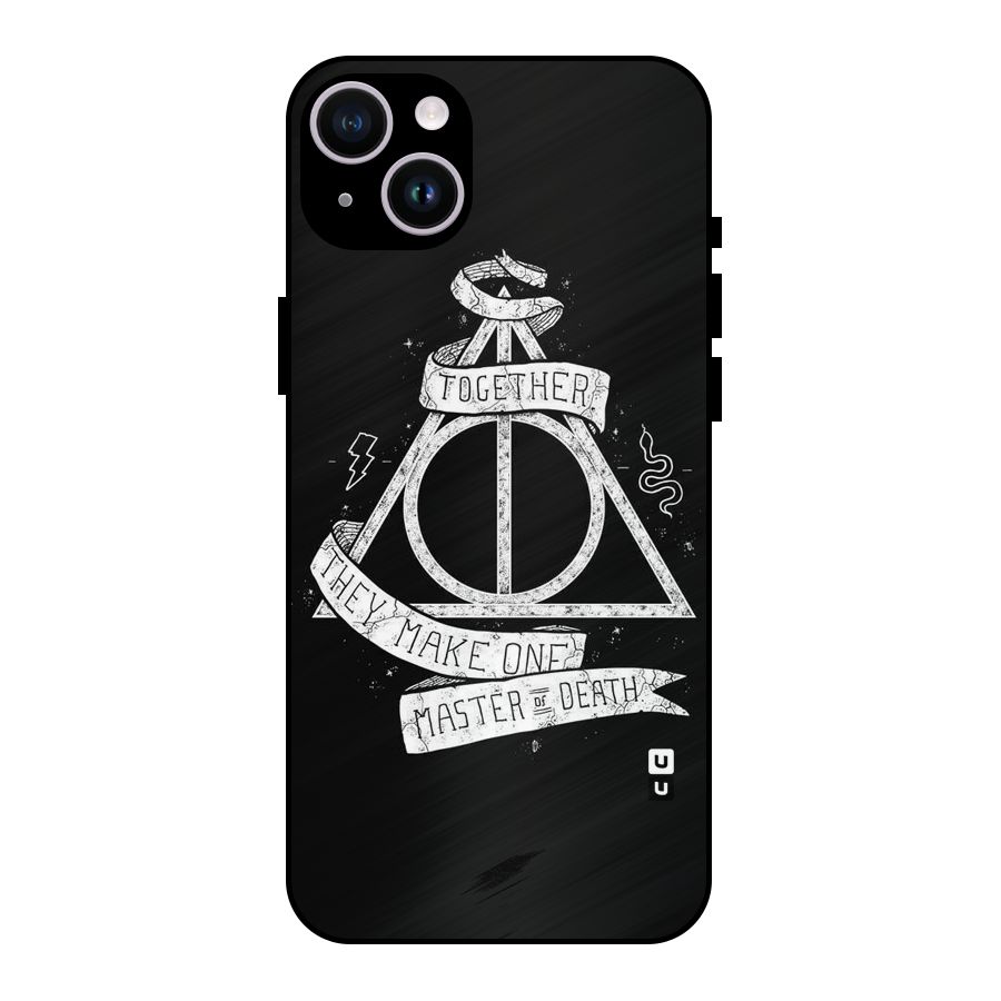 White Ribbon Metal Back Case for iPhone 14 Plus