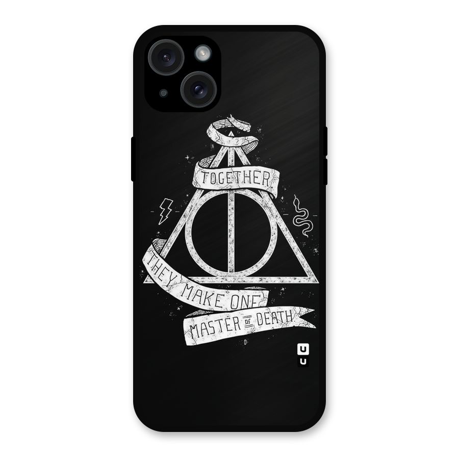 White Ribbon Metal Back Case for iPhone 15 Plus