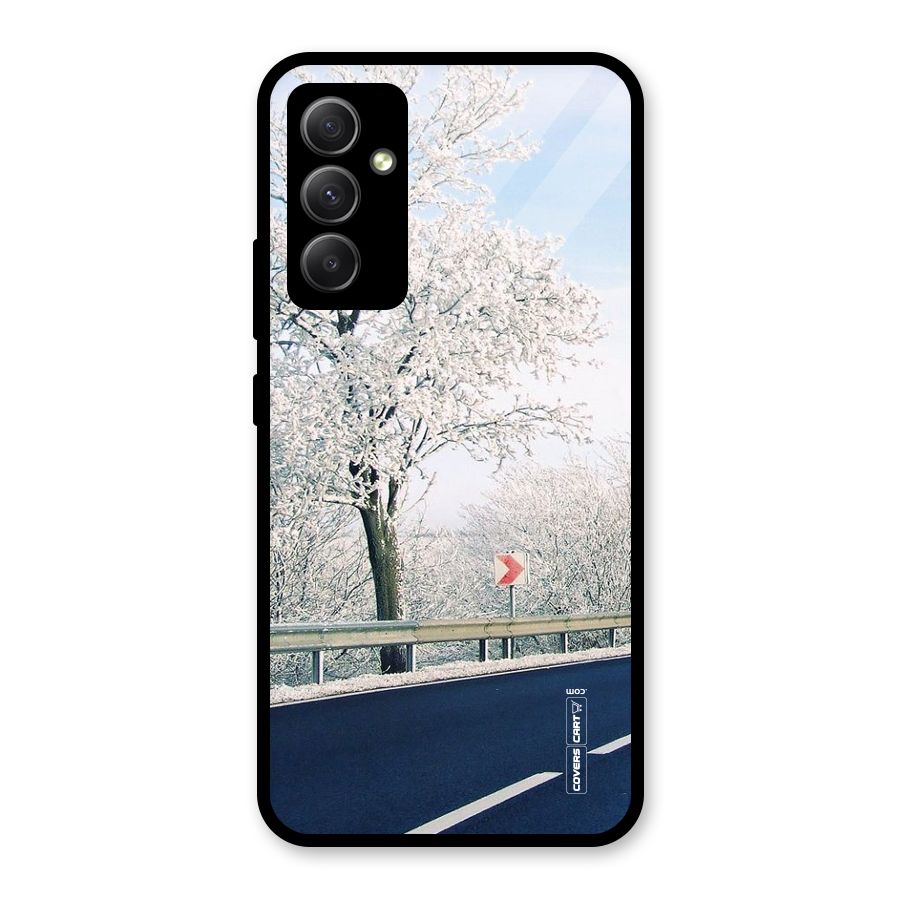 White Snow Tree Glass Back Case for Galaxy A34