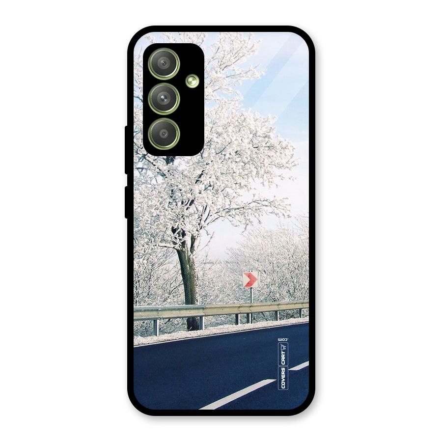 White Snow Tree Glass Back Case for Galaxy A54