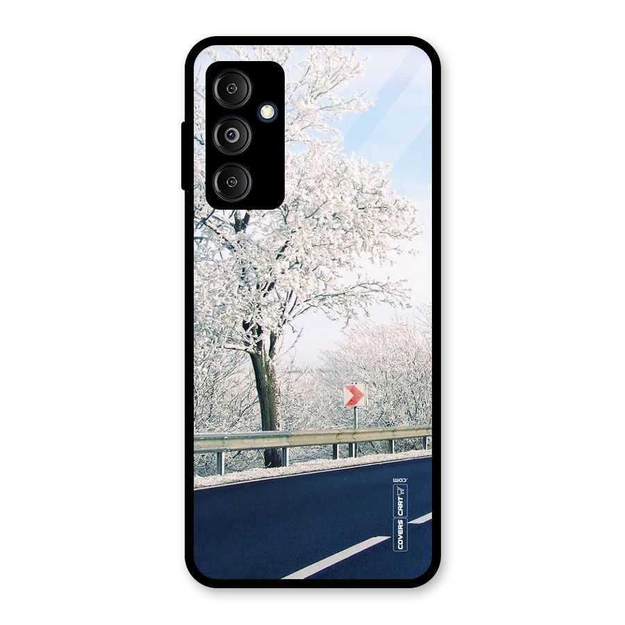 White Snow Tree Glass Back Case for Galaxy M14 5G