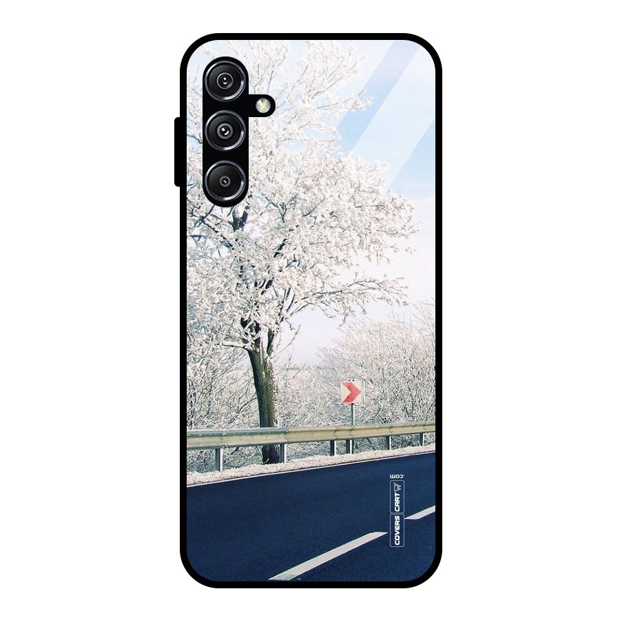 White Snow Tree Glass Back Case for Galaxy M34 5G