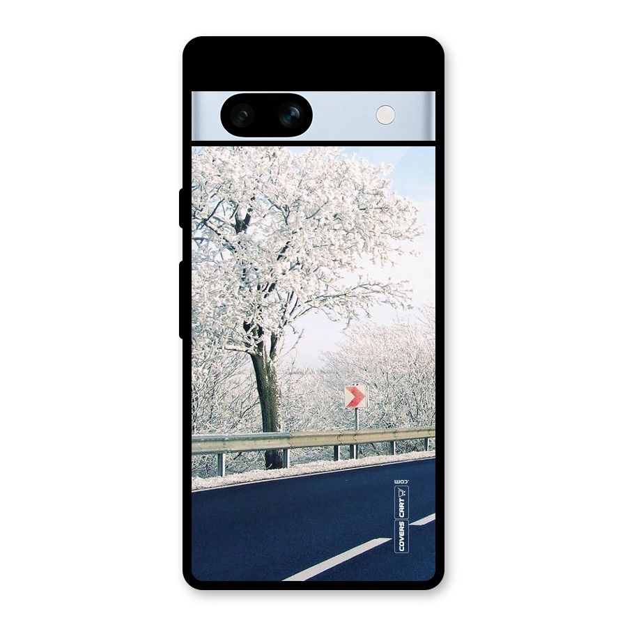 White Snow Tree Glass Back Case for Google Pixel 7a