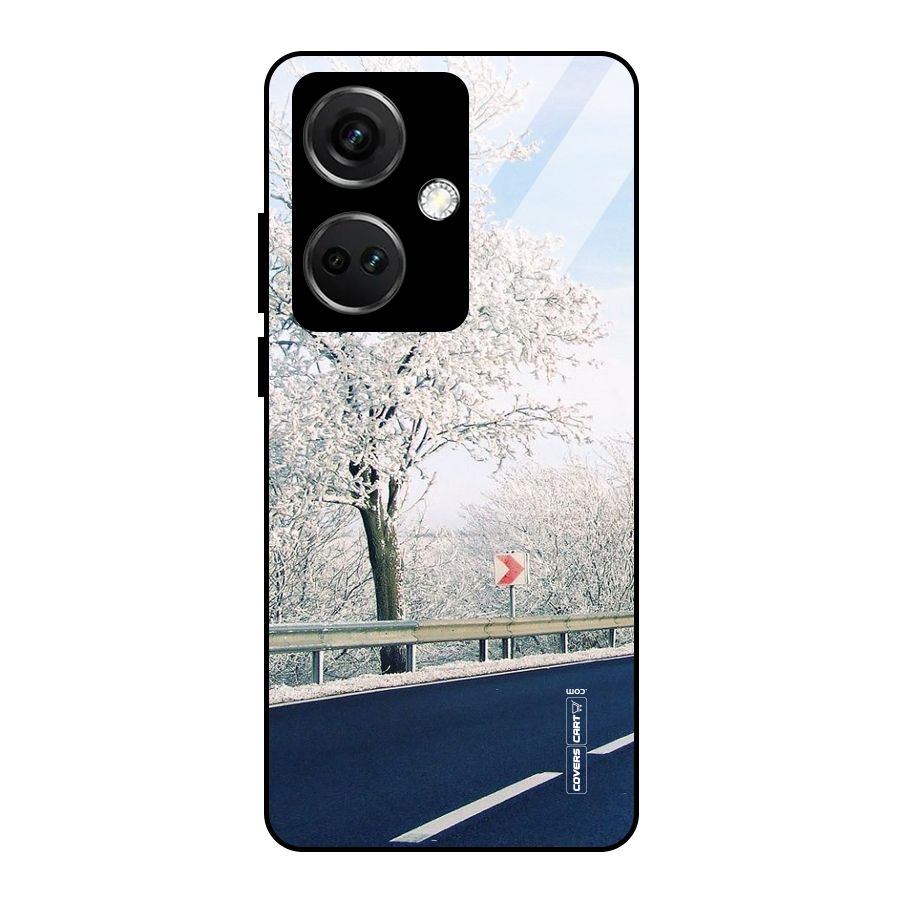 White Snow Tree Glass Back Case for OnePlus Nord CE 3 5G