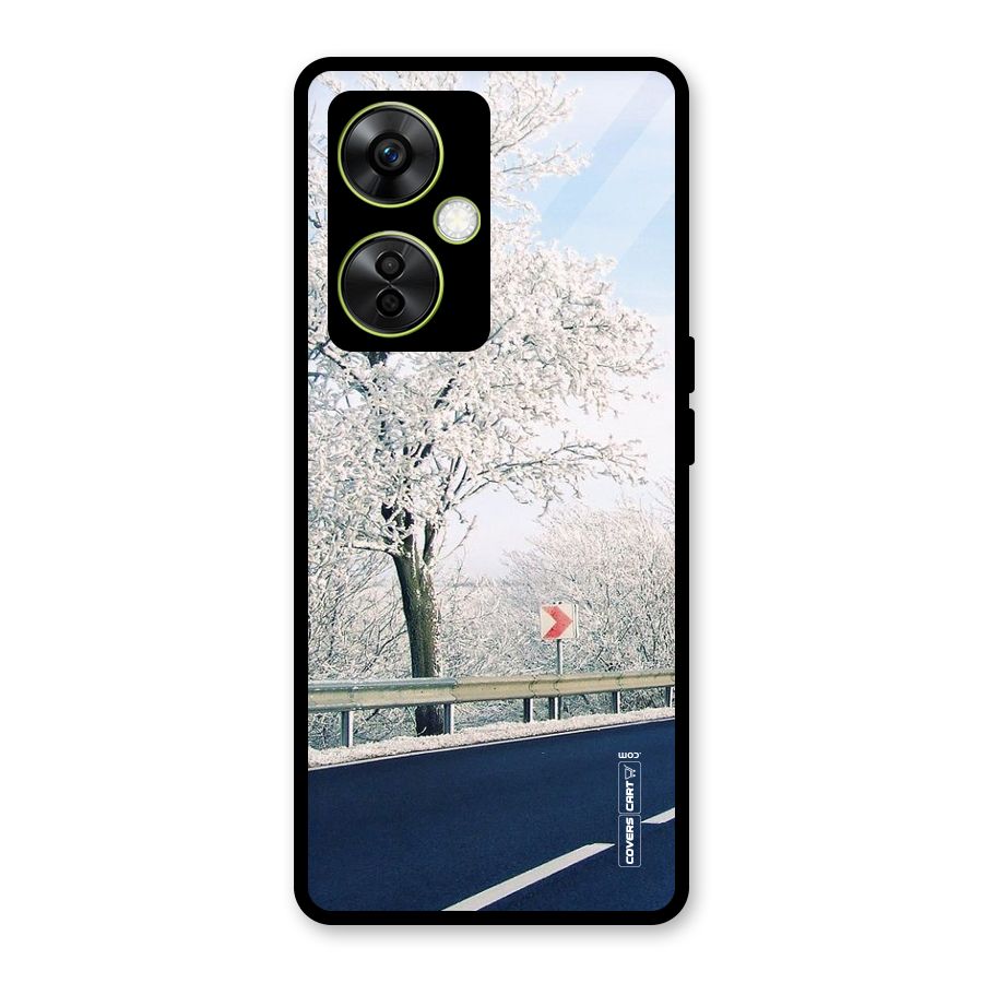 White Snow Tree Glass Back Case for OnePlus Nord CE 3 Lite