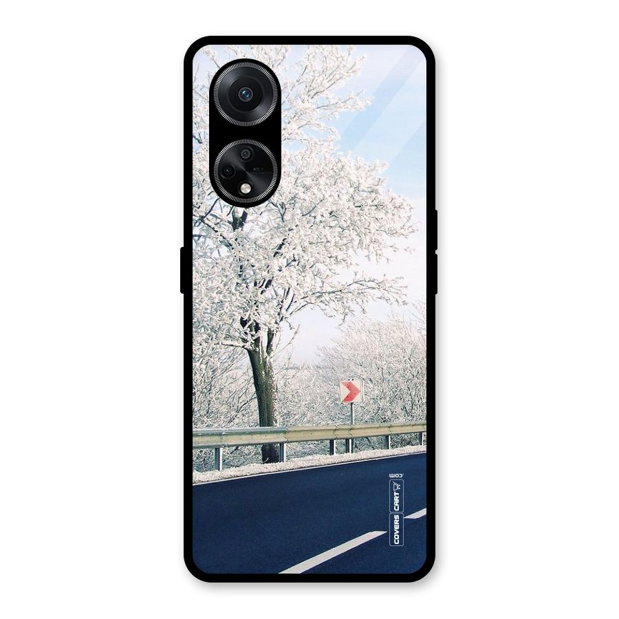 White Snow Tree Glass Back Case for Oppo F23
