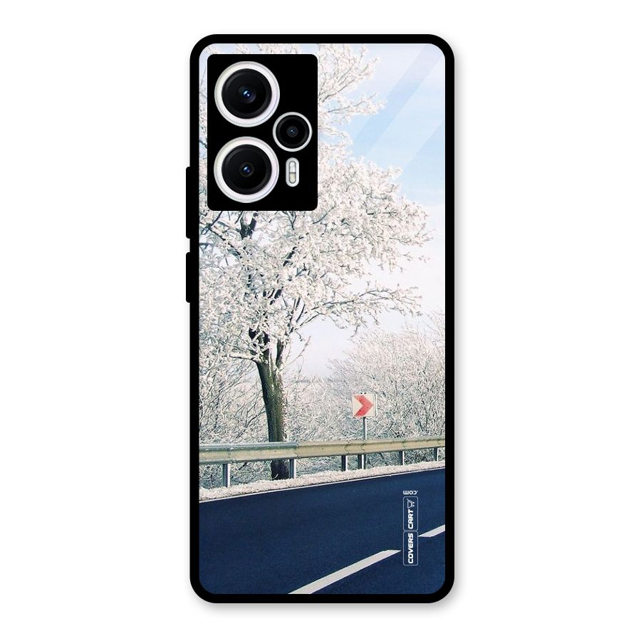 White Snow Tree Glass Back Case for Poco F5