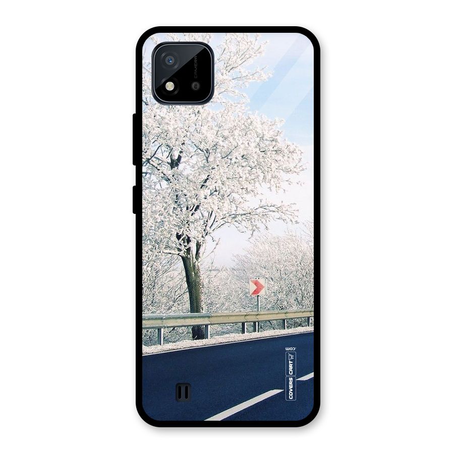 White Snow Tree Glass Back Case for Realme C11 2021