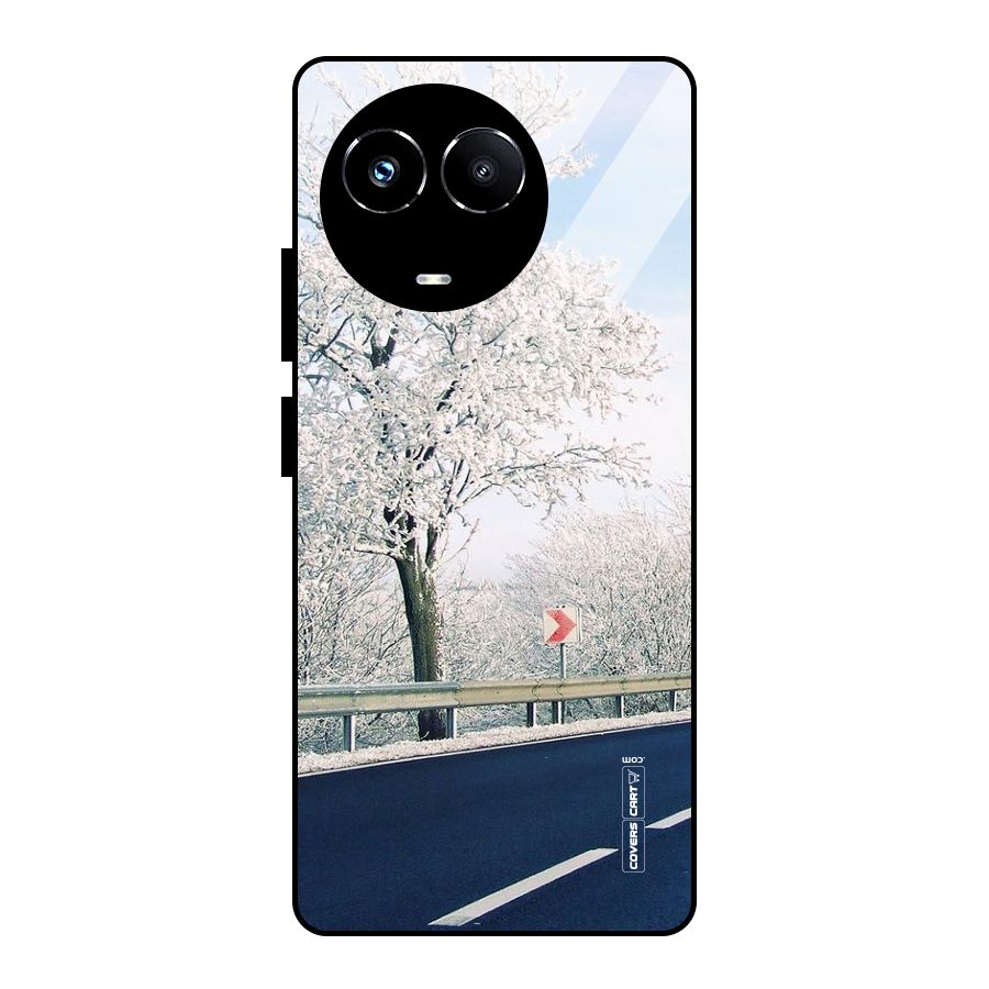 White Snow Tree Glass Back Case for Realme Narzo 60X