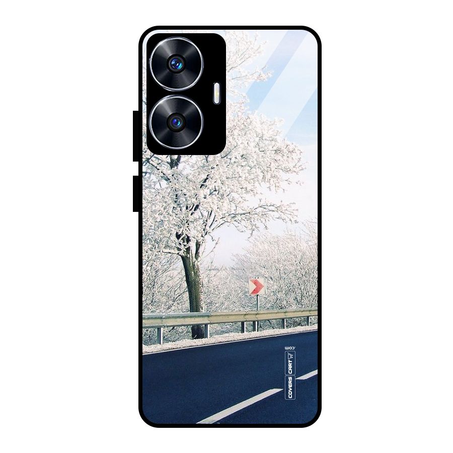 White Snow Tree Glass Back Case for Realme Narzo N55