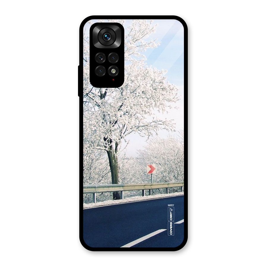 White Snow Tree Glass Back Case for Redmi Note 11S